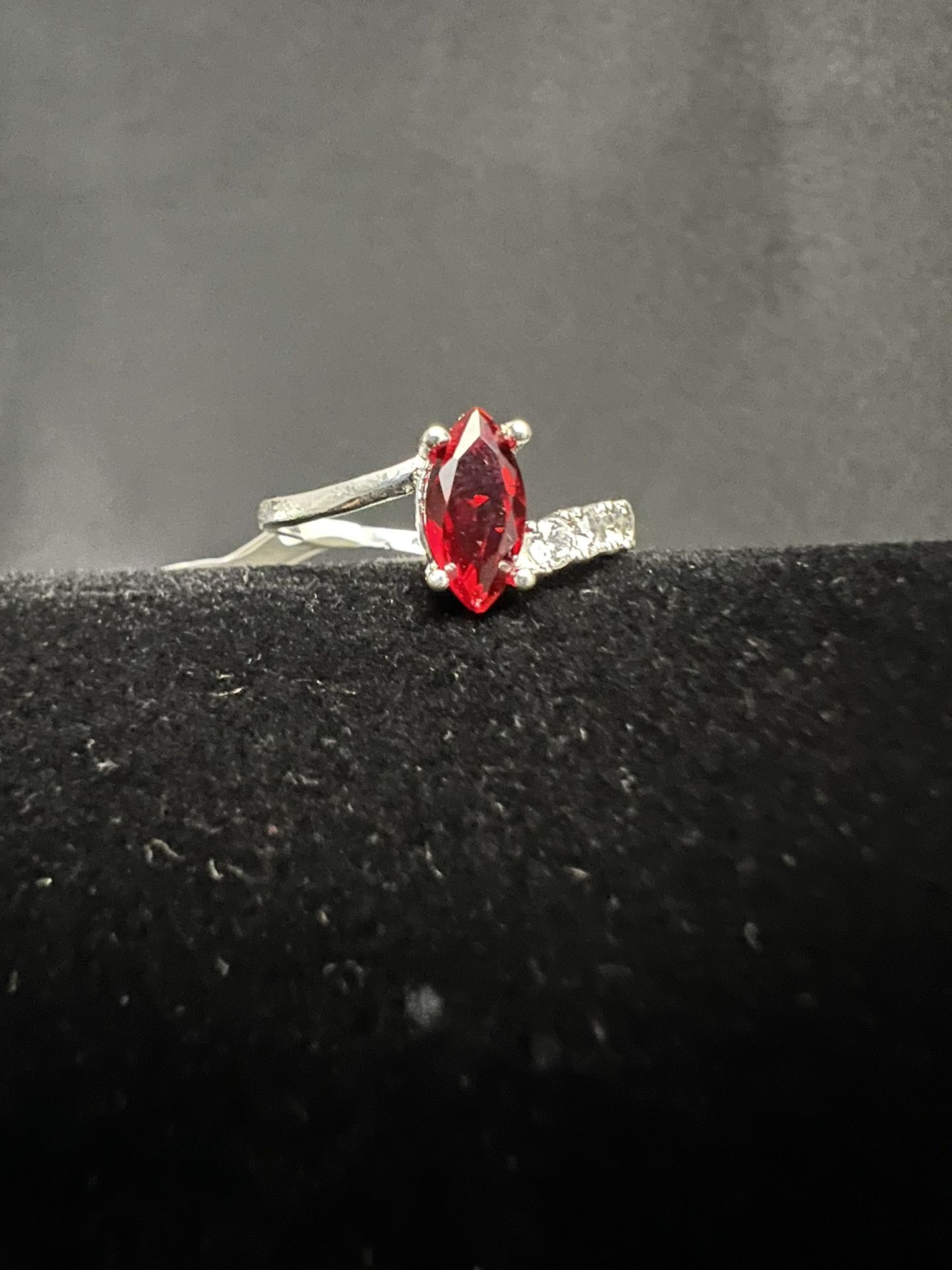 Red Almond Marquise Ring .925 Sterling Silver