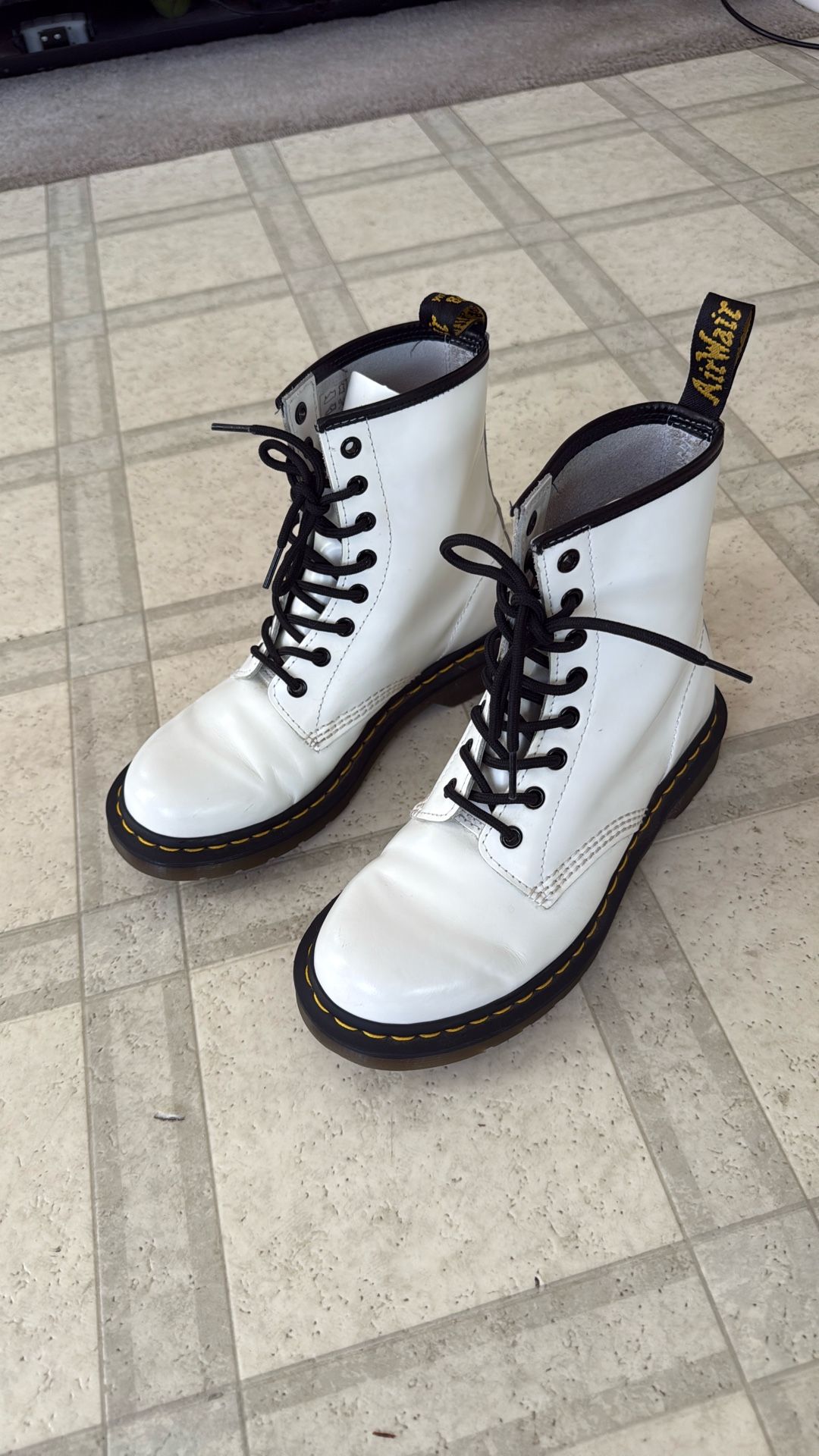 Dr. Martens White Leather Boots