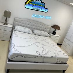 King Size White Diamond Bed Frame New Cama Faux Leather 