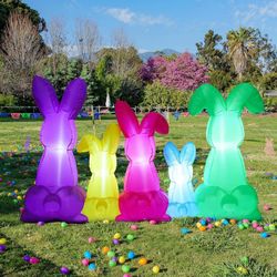 6 ft Inflatable Easter Bunny Outdoor Decorations LED Lights Decor Indoor Yard Lawn Garden DIY Photo Prop