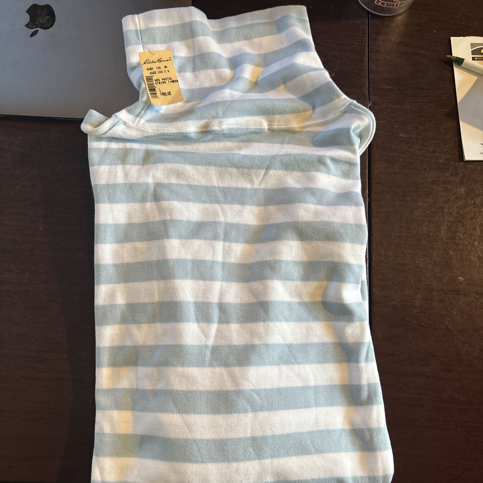 Eddie Bauer NWT Women’s Blue And white Turtleneck Size L