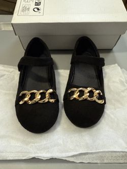 Girls Black Suede Flats Size 11 1/2