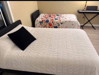 Black Platform Bed Frame with Headboard