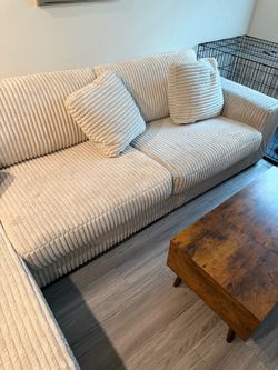 Corduroy sectional with right side chaise