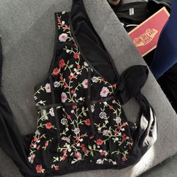 Flower Embroidered Bodysuit