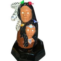 Rare Vintage 1970’s Native American Protection, Covering, & Love Ceramic Lamp with ornament lights.