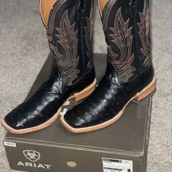 Ariat Black Full Quill Ostrich Cowboy Boots 