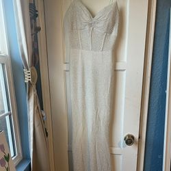 White Glittery Prom Dress 