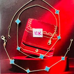 10K Solid Gold Wedding Set ( Chain 18 Inches Long and Bracelet 7.5 Inches Long)