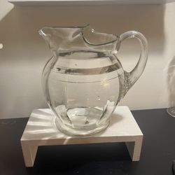 Vintage Pitcher With Silver Stripe