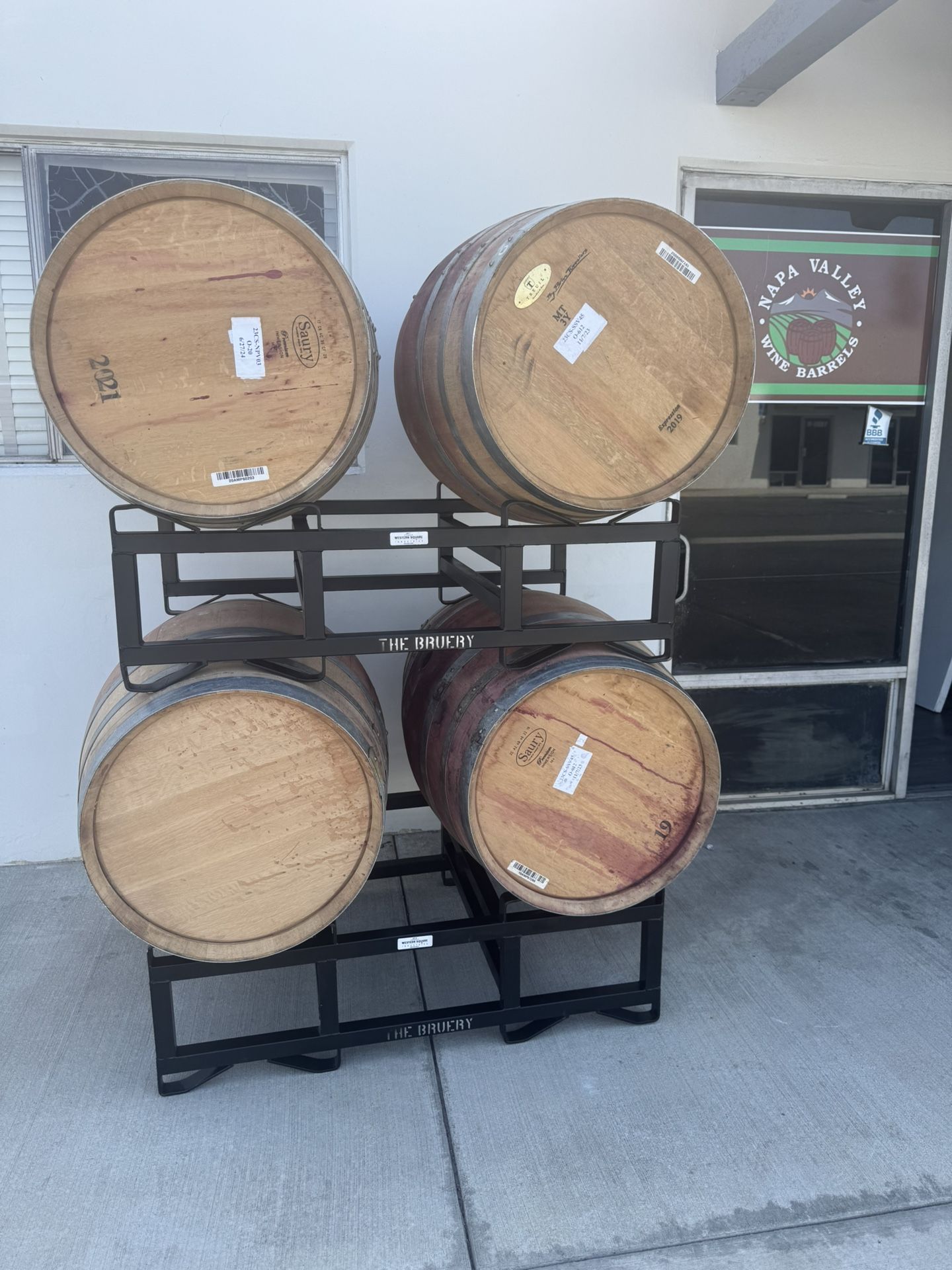 Four Wine Barrels’s And Two Mental Racks FOR SALE
