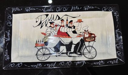 🍽️ Paris Decorative Serving Platter – French Chef & Bicycle Design