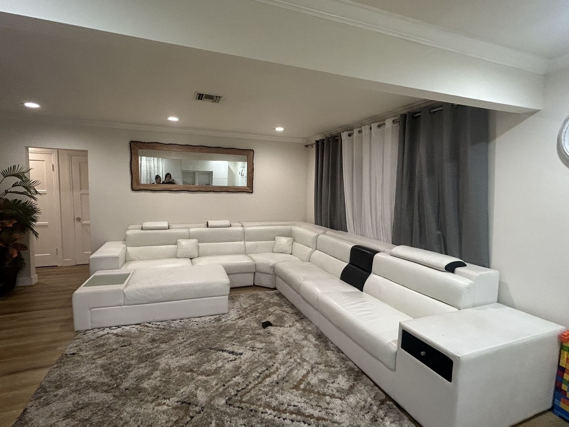 Sectional White Leather Sofa 