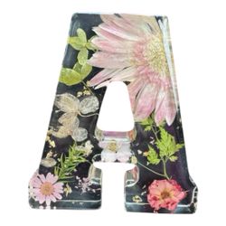 Floral Resin Letter A Decor 6” X 3” Approx NWOT