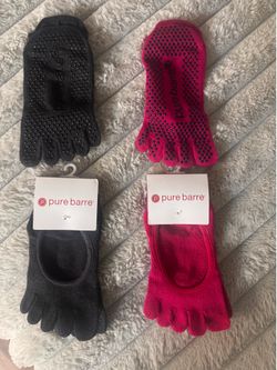 NEW Pure Barre Athletic Grip Socks - Black, Pink.