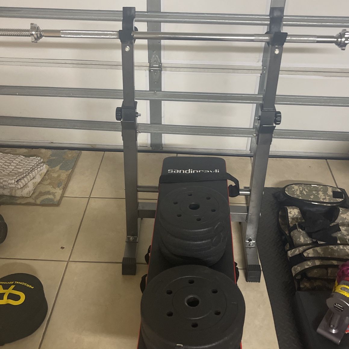 Bench With Bar And Weights