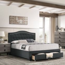 New Queen Size Bed W/Storage &  New Mattress 