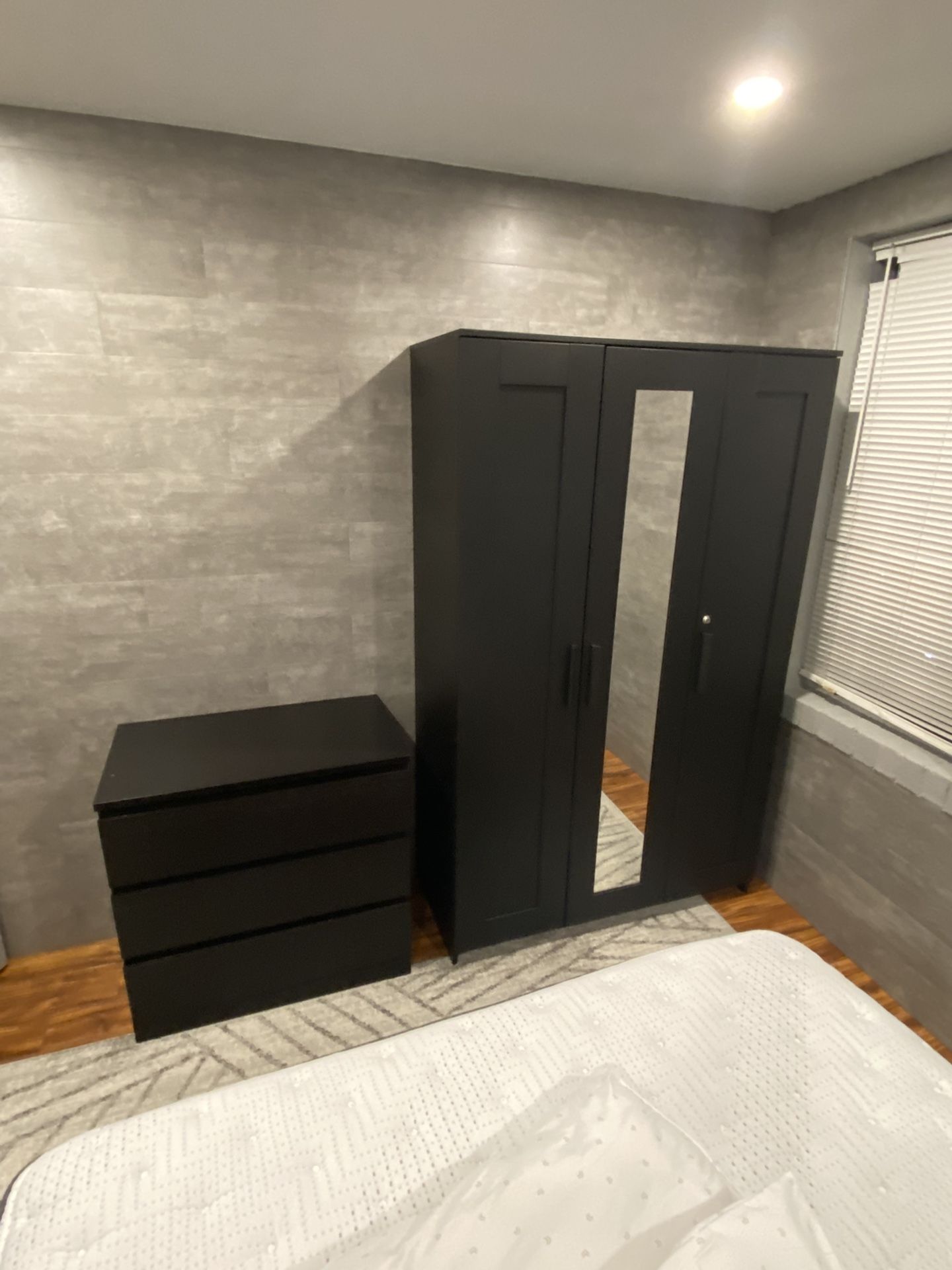 Brand New Ikea Bedroom Set. 1 Drawer Chest 2 Side Tables.