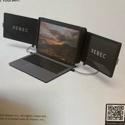 Xebec Tri-Screen 2 | Attachable Laptop Computer Monitor Workstation | Full HD Plug & Play, Mac, PC, 1920x1200 | Portable Monitor for Laptop with USB C