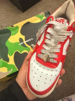 BAPE STA Red & White Sneakers
