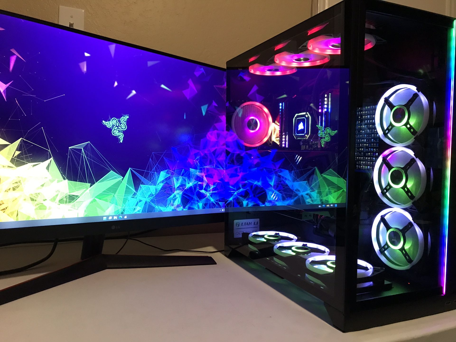 BEAST Gaming PC w/ Monitor – i9 Extreme, RTX 3080, 10x Corsair QL, Top Spec