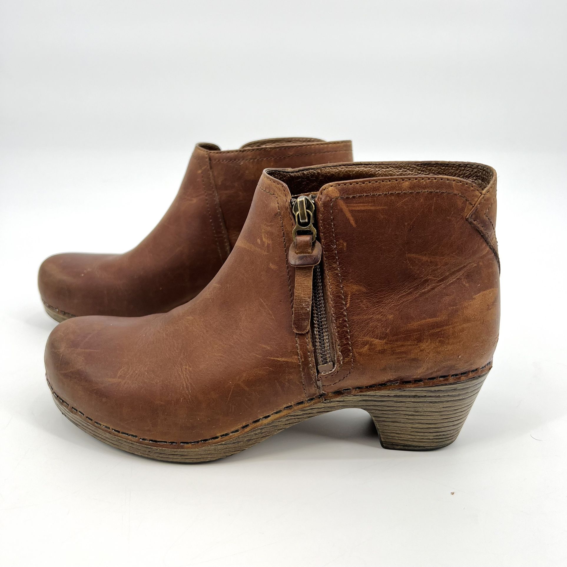 Dansko Max Brown Leather Booties Size 38 US 7.5-8