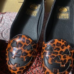 Strange Cult Pumpkin Orange Leopard Flats 