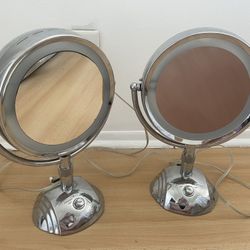 2 Conair Double Sided Lighted Makeup Mirror 