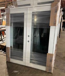 White Double French Door with Full Glass Panels