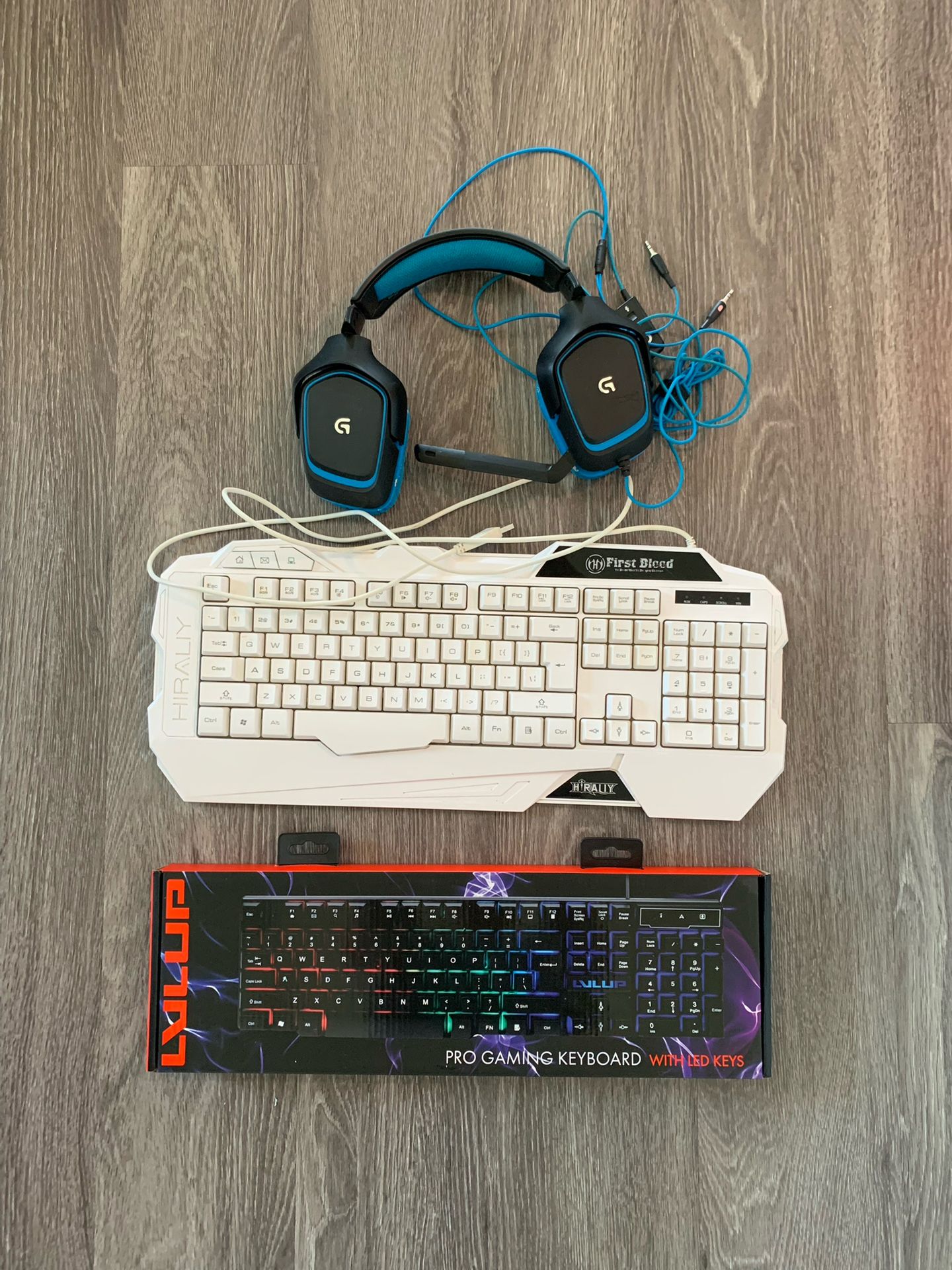 Brand New Lulup Pro Gaming Keyboard + Hiraliy Keyboard + Logitech G430 Headset Bundle