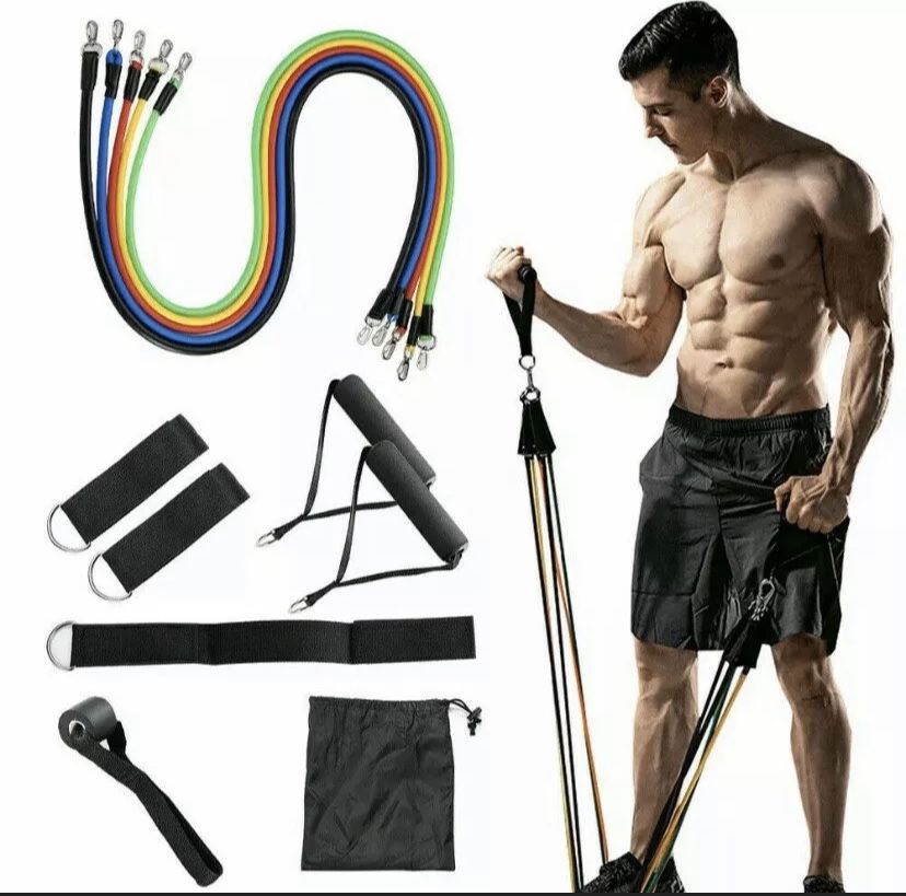 11 pc Resistance bands/tubes with handles and storage bag