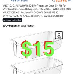W10710203 WPW10710203 Refrigerator Door Bin Fit for Whirlpool Kenmore Refrigerator Door Shelf WRS588FIHZ00 WRS571CIDM01 Replace W10451871 EAP11757236 