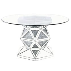 Glam Mirrored Dining Table ONLY With Faux Crystal Inlay Brand New In Box Firm Price $899