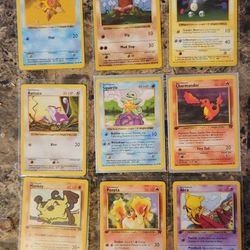 9 Vintage And Shadowless Pokemon Cards Base And Rocket Sets