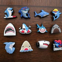 Lot Of 12 Shark Shoe Charms 