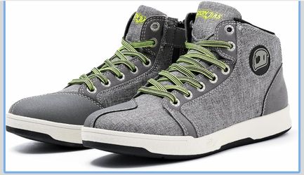 Motorcycle Shoes for Men & Women, CE Certified Riding Boots Grey,44