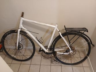 White Road Bike with Rear Rack