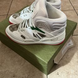 Gucci Basket High 'White Demetra Red”Authentic” Size 6
