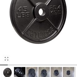45lbs Cast Iron All Black Barbell Plates 
