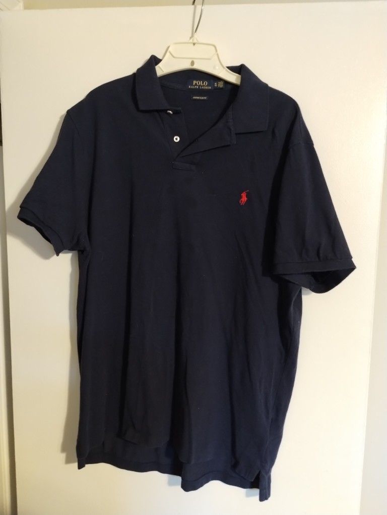 Polo Ralph Lauren men XL (custom slim fit) shirt
 Navy Blue. Great shape. Normal wear