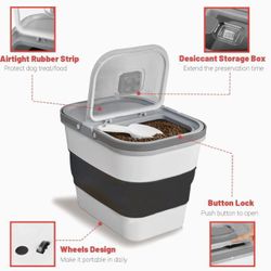 SONKONIA 35Lbs Large Dog Food Storage Container, Foldable Pet Food Container with Scoop, Collapsible Food Storage Bin with Airtight Lid for Cat Food a