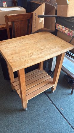Butcher Block Kitchen Cart on Wheels