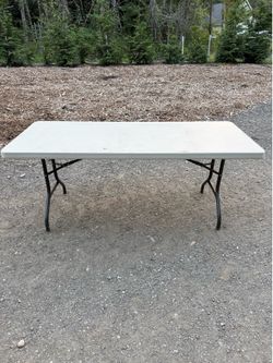Lifetime 6 Foot Rectangle Folding Table Indoor/Outdoor Commercial Grade, White Granite