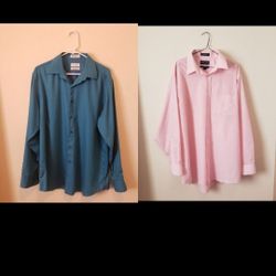 2 Mens Button Up Dressup Shirts Size 16 1/2 & 17, Both Fit Same. Great Condition