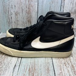 Nike Blazer Mid 77 Black White Leather Casual Gym Shoes BQ6806-002 Men Size 10.5