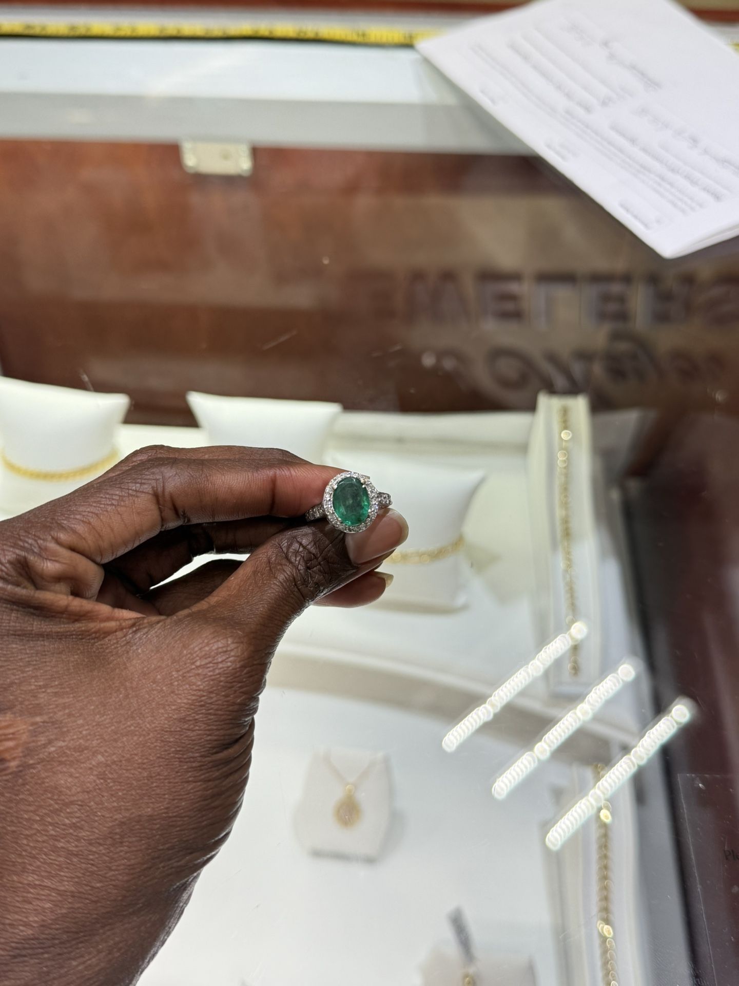 Natural Emerald and Real Diamond Stone,size 7