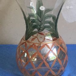 Glass Hand Painted Pineapple Design Vase