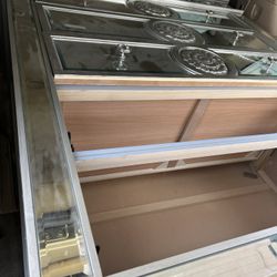 44" Varian Chest Mirrored - Acme Furniture: Glam Bedroom Storage, 5 Drawers, Silver Trim