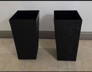 PAIR of 23" Black Textured Mobile Resin Planters (2 for $60) @ Lasting Creations