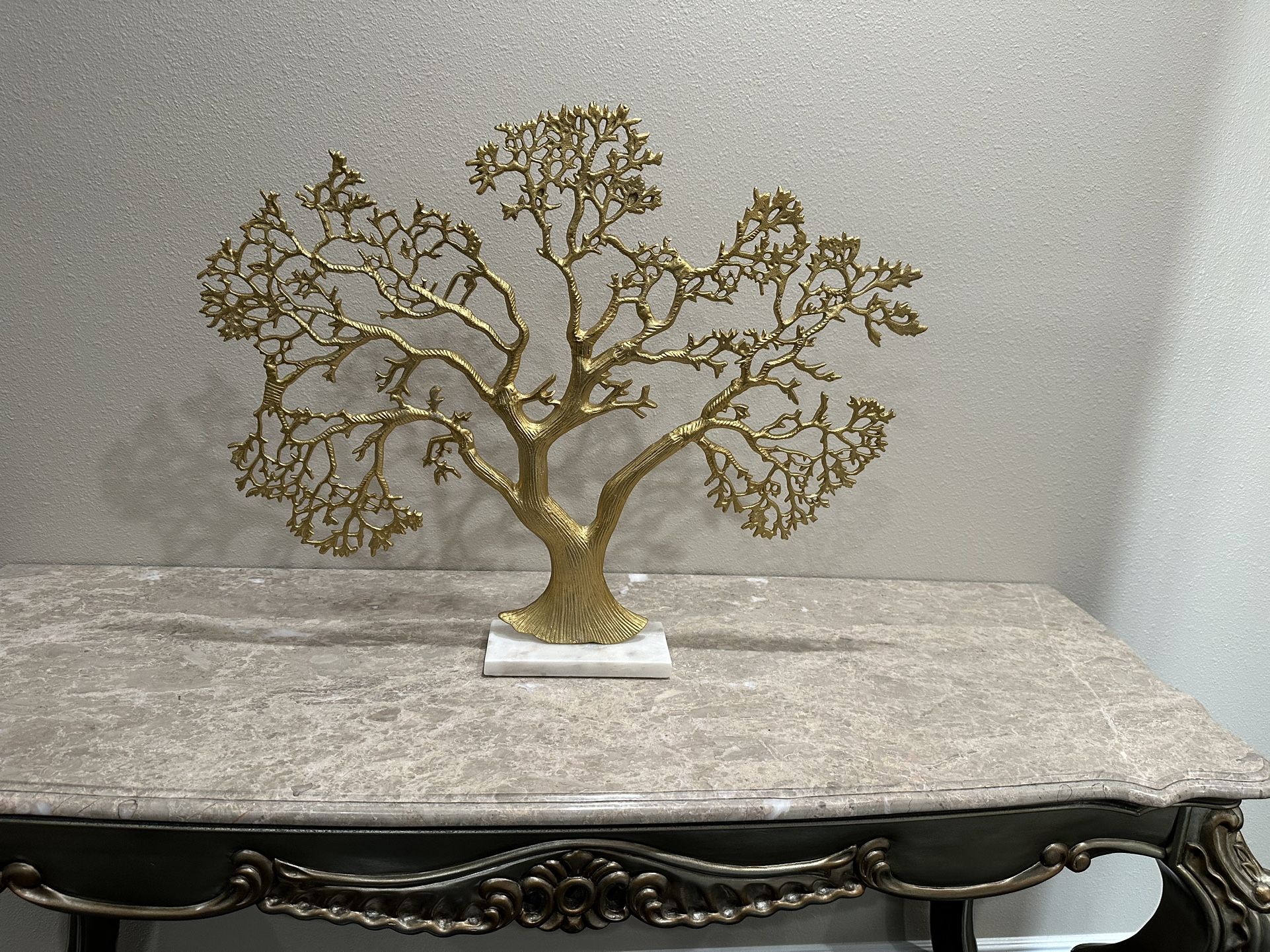 Decorative Gold Tree Sculpture on Marble Base